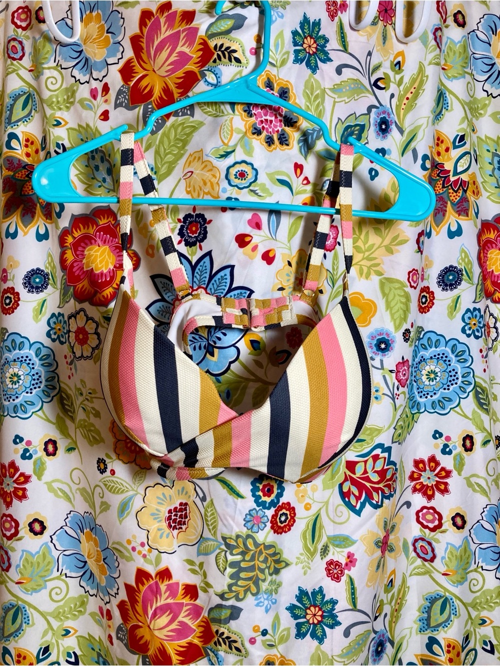 Target Striped Bikini Top - White, Pink, Yellow & Navy 38DD